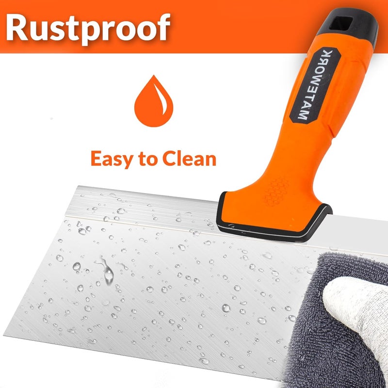 Matework 8 Inch Spackle Knife Tools, Putty Knife Scraper, Ergonomic Grip Tapping Knife with Hammer End for Drywall Work - Image 5